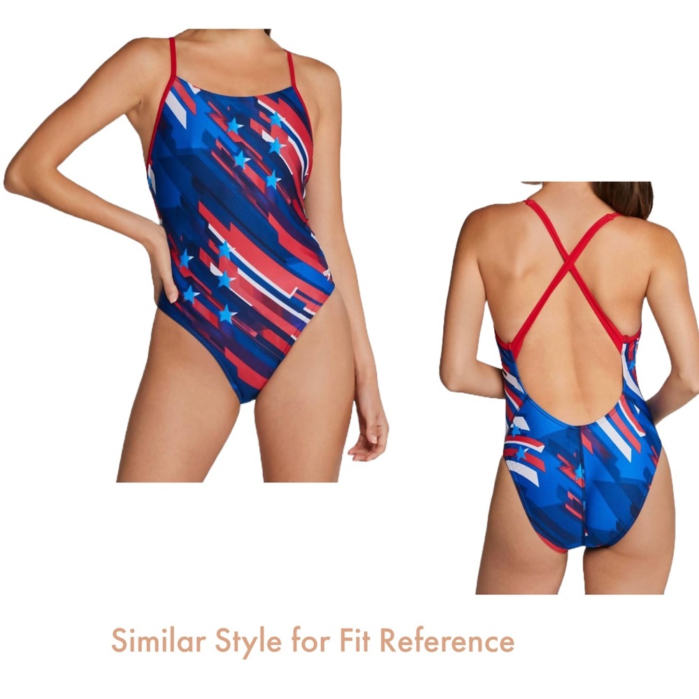 Speedo Pro LT Red White and Blue Relay Back One Piece 8/34 NWT